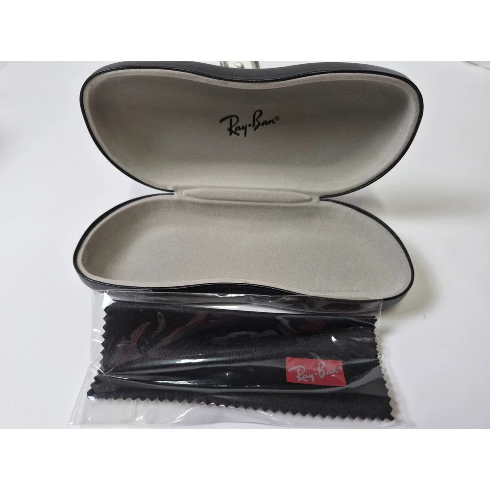 Ray-Ban Black Hard Clamshell Sunglasses Case with Cleaning Cloth Logo Embossed